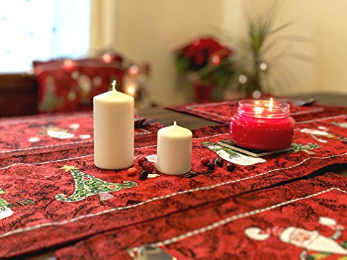 Tache Here Comes Santa Claus Antique Vintage Christmas Eve Traditional Holiday Season Red Decorative Woven Tapestry Table Runners, 13 X 72 #TOP5