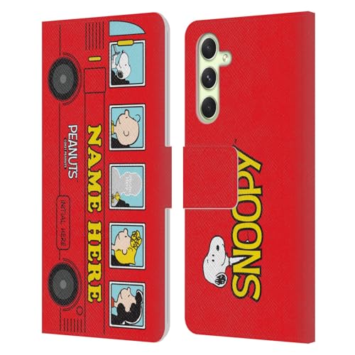 Housse cuir Galaxy A54 5G Peanuts motif bus rouge avec rangement carte