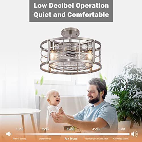 Eatich FA95B-040-04-SB Caged Ceiling Fans With Lights, Brushed Nickel Fandelier Ceiling Fan thumb #3