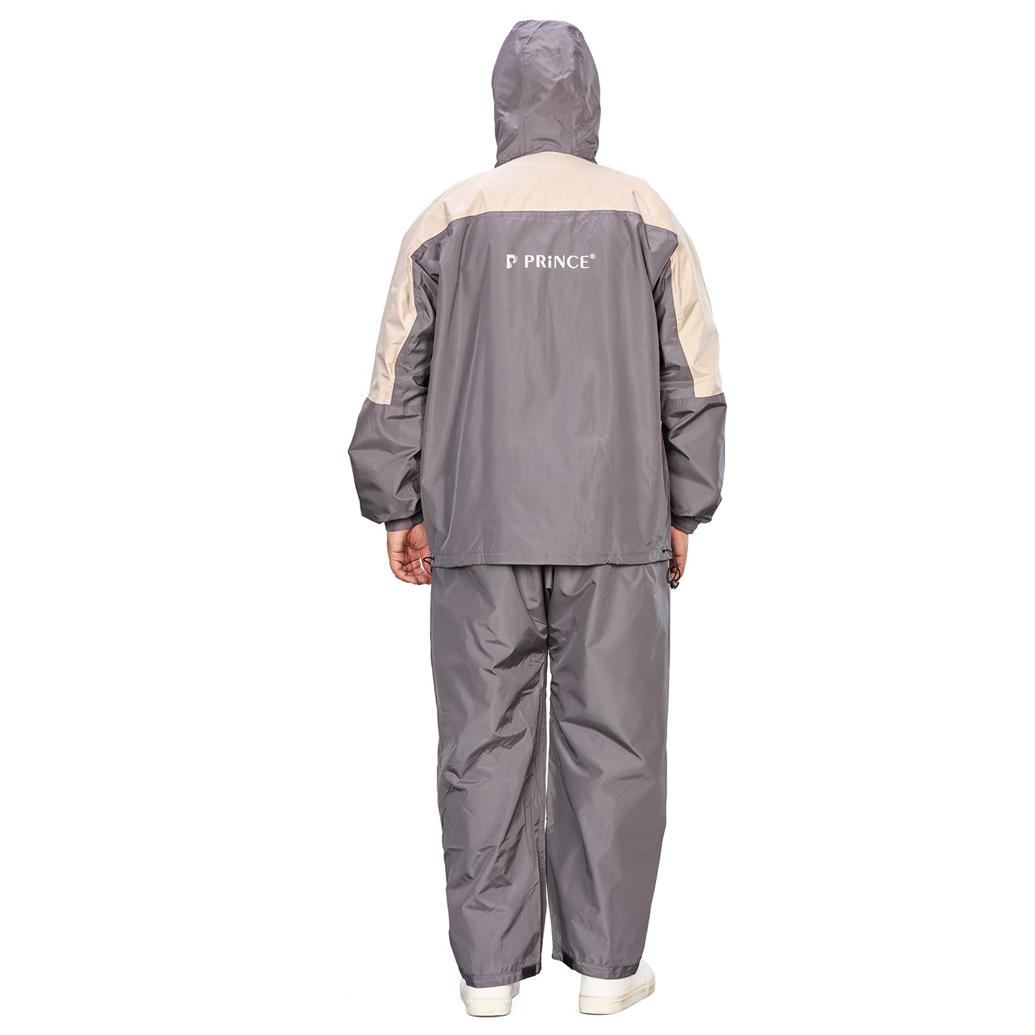 Prince STAR Men’s Waterproof Raincoat Suit with Hood | High Neck Jacket & Pant Set for Bike Riding | Premium Windproof Leakproof Rainwear with Carry Pouch (XL, GRAY) 4