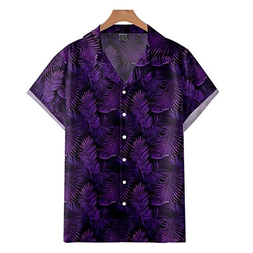 Chemise de plage violette à motifs palmier pour homme stylé en vacances d'été