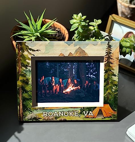 R and R Imports Ely Nevada Souvenir Wooden Photo Frame Camping Tent Design Vertical