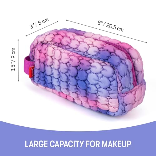 Image of ZIPIT Puffy Pencil Case for Girls, Soft Quilted Pencil Pouch with Zipper, Aesthetic Stationery Organizer for School, Cosmetics & Travel