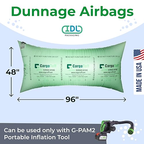 Image of IDL Packaging 48 inch x 96 inch Dunnage Airbags, Woven Polypropylene, Level 1 - Fill The Void in Trucks and Intermodal Shipments, Reusable - Load Securement Airbags for Container Stuffing