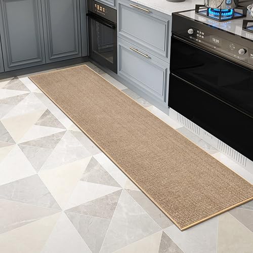Tapis de sol en caoutchouc grand format Artnice beige pour couloir et cuisine