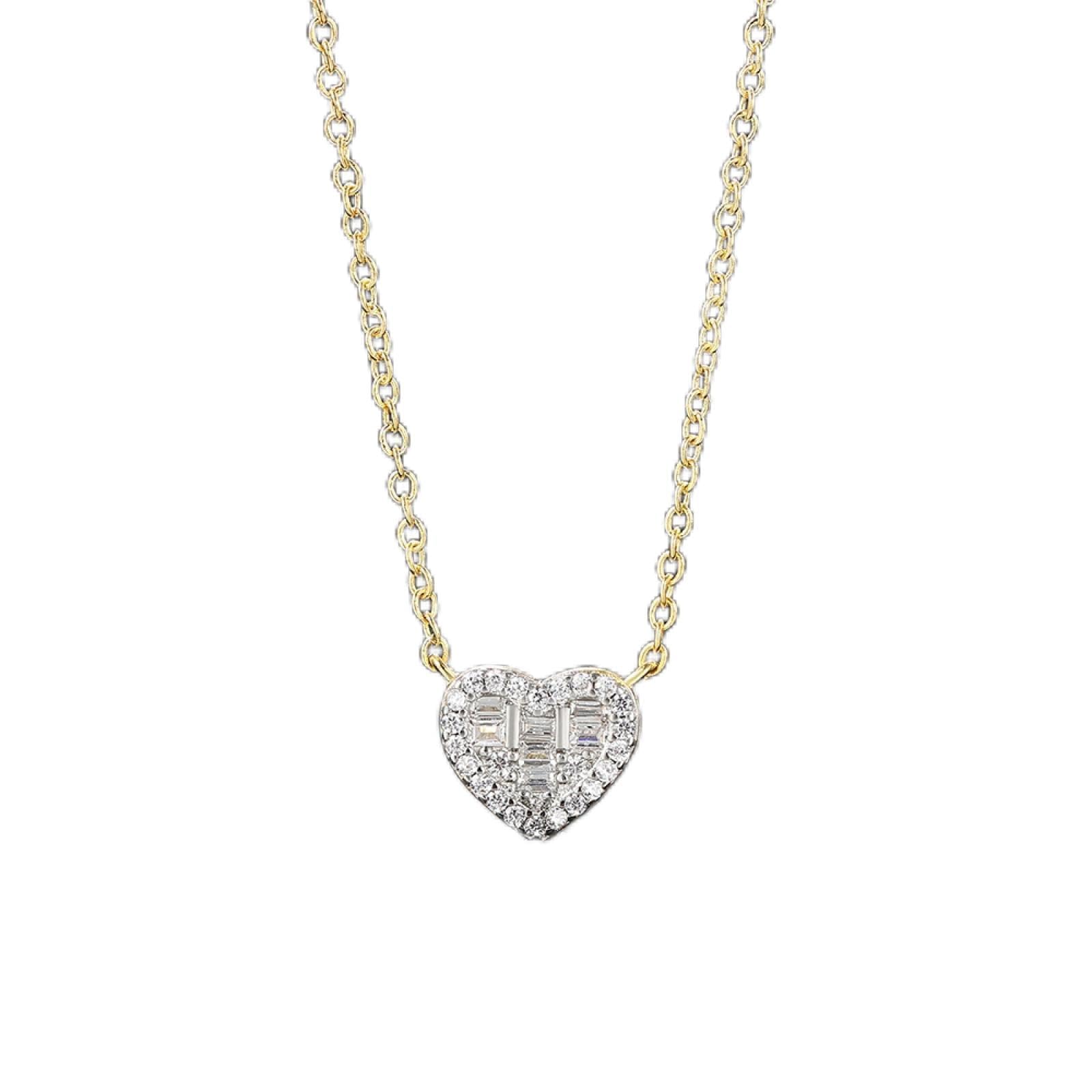 Collares con Colgante estético para Mujer, Gargantilla Femenina en Tono Dorado con corazón de Cristal Coreano, Accesorios de joyería para el Cuello
