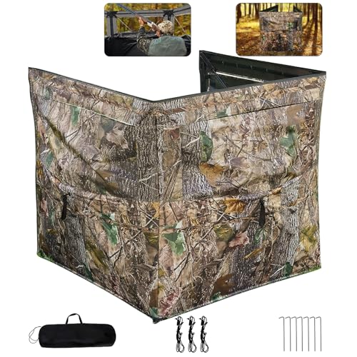 SNMUMU 40 * 40 * 40 Inch Hunting Blind for Deer 3-Panel, Portable Blind See Through Deer Ground Hunting Blinds with Bag, Silent Ground Camo Tent for Turkey Hunting Blinds for 2-3 Person