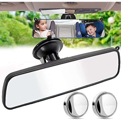 Rear View Mirror for Driving Test , Car Rear View Mirror Interior mirror Examiner Mirror 360° Adjustable Driving Instructor Mirror Car Suction Cup Mirror with 2 Pcs Blind Spot Mirrors (White) Cover