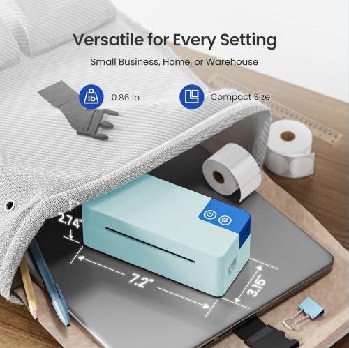 Image of Bluetooth Thermal Shipping Label Printer, 4x6 Portable Direct Thermal Printer, Compatible with iPhone, Android, Windows and Mac, Widely Used for USPS UPS Amazon Shopify Etsy, Blue