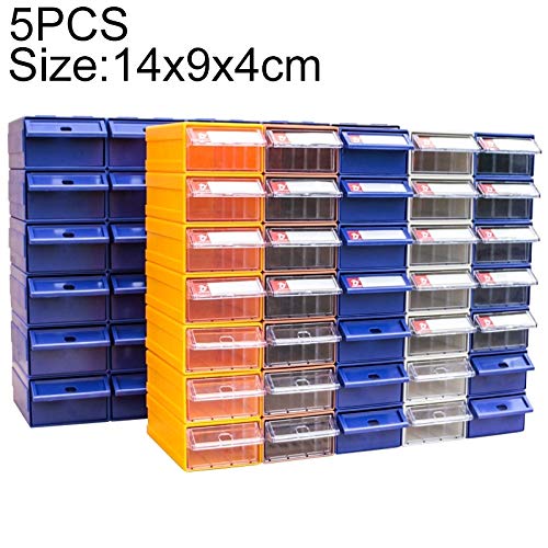 Drawer component box Parts storage box 5 PCS Thickened Combined Plastic Parts Cabinet Drawer Type Component Box Building Block Material Box Hardware Box, Random Color Delivery, Size: 14cm X 9cm X 4cm