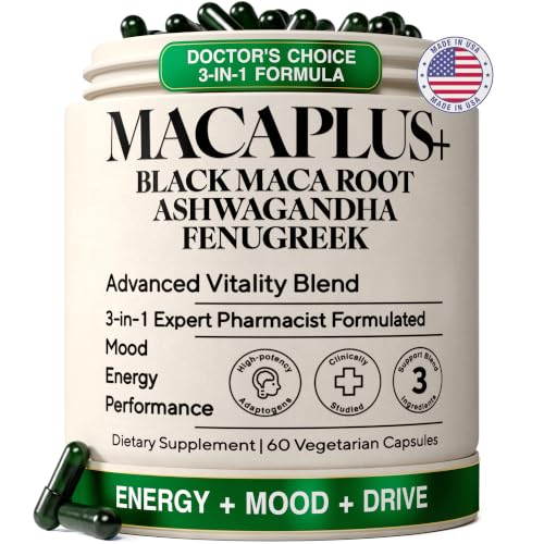 Image of Maca Root Capsules for Men & Women, Organic Black Maca 40:1 Extract, 60ct