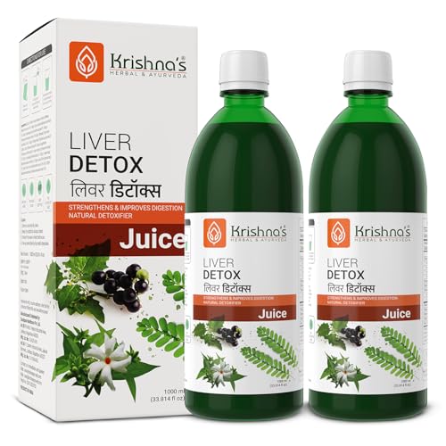 Image of KRISHNA'S HERBAL & AYURVEDA Liver Detox Juice, Strengthens & Improves Digestion, Natural Rejuvenator & Liver Detoxifier, No Artificial Colors or Flavors, 1000 Ml - (Pack of 2)