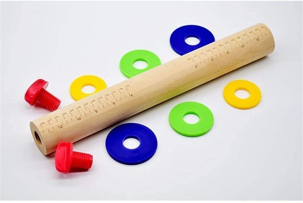 Pin de Rodadura Ajustable con Anillos de eliminación: Anillos de Rodillo Multicolor para Pasta para Hornear, Fondant, Pastel de Pizza y Galletas, 17 ''
