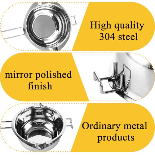 STARVAST 2 Stück 1000ml Schokofondue Schmelztopf, Edelstahl 304 Wachsschmelztopf, Wasserbad Topf für Schokolade Schmelzen, Wasserbad Schmelzschale für Zucker Butter Käse Karamell