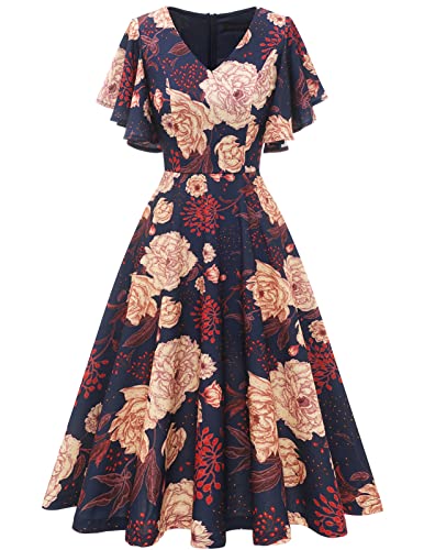 Image of Bridesmay Women's Formal Wedding Guest Dress for Women 2026 Short Sleeve Fit and Flare Tea Party Dresses