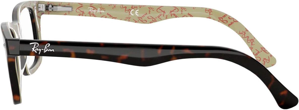 Ray-Ban RX5228 Square Prescription Eyeglass Frames Dark Tortoise on Beige Texture/Demo Lens 53 Millimeters