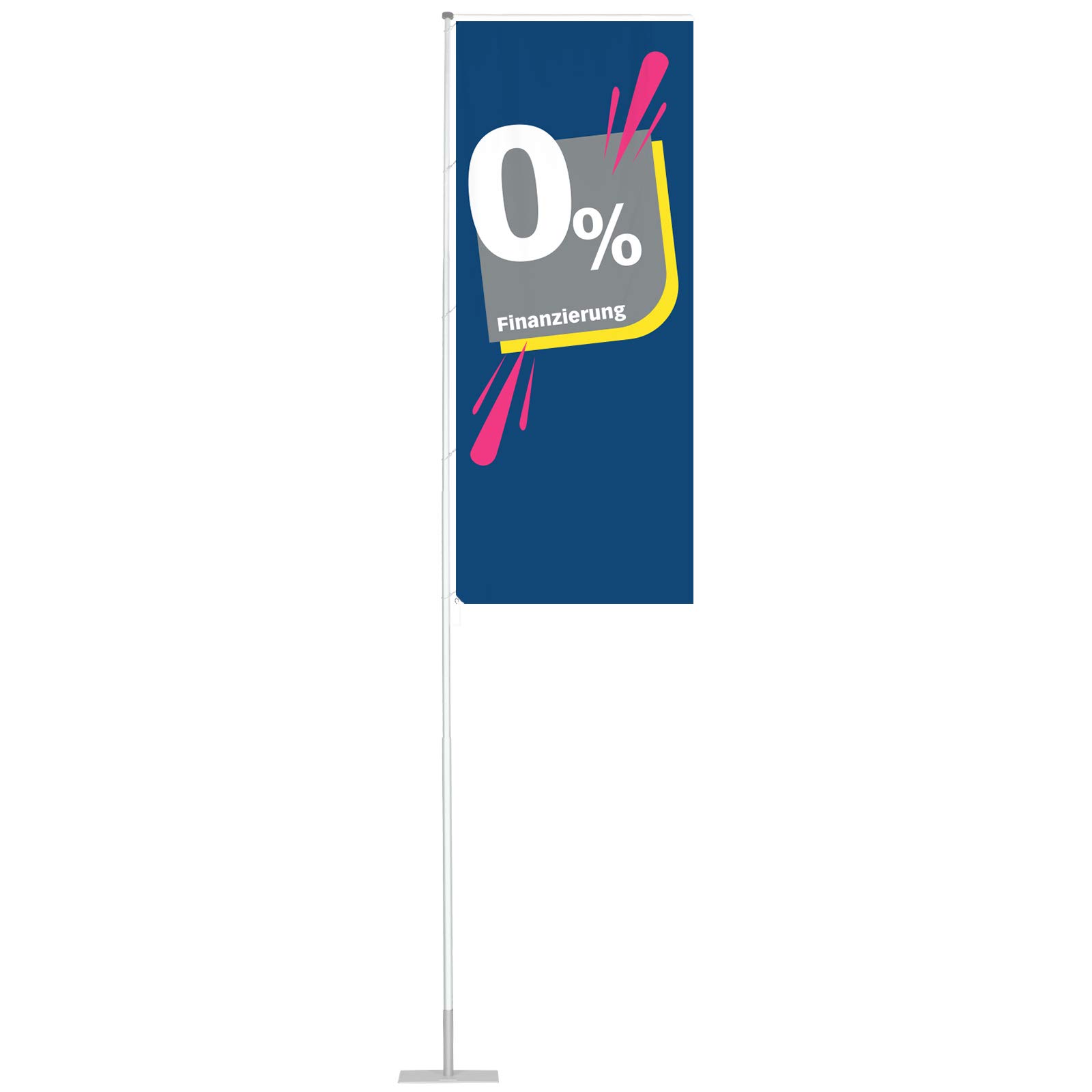 Vispronet Flagge Finanzierung - Hohlsaum und Ösen - 120x300 cm - für mobilen Fahnenmast T-Pole 100 & 200