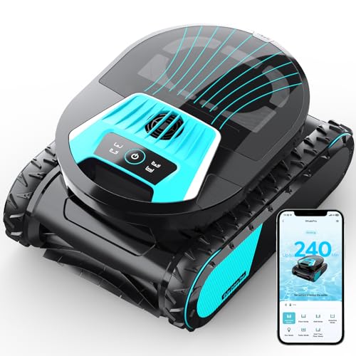 Pleco Pro Cordless Robotic Pool Cleaner, Smart Navigation, 210–240 Min Runtime, Wall Climbing & Waterline Cleaning, Up to 2691 Sq.Ft, Dual-Layer Filtration for Inground Pools (Aqua Black)