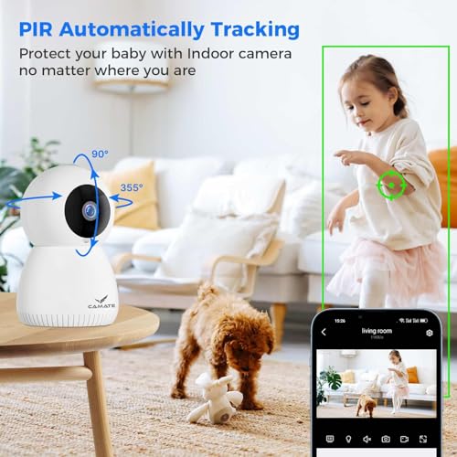 Image of CAMATE RoboCam 3MP (5 /2.4 Ghz Dual Band) Indoor WiFi CCTV Security Camera | Motion Detection & Tracking, Night Vision, 2-Way Audio, Support 256GB SD Card (3MP - 5GHz)
