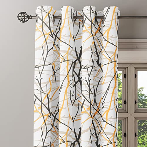 IXORA DECORHome Collection Premium Cotton Branches Design Printed Window Curtains with Multicolour - 5 Feet (Pack of 2)
