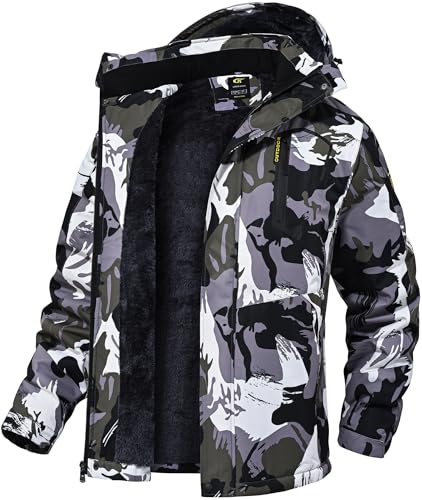 Image of QPNGRP Mens Waterproof Fleece Ski Jacket Windproof Winter Snow Coat