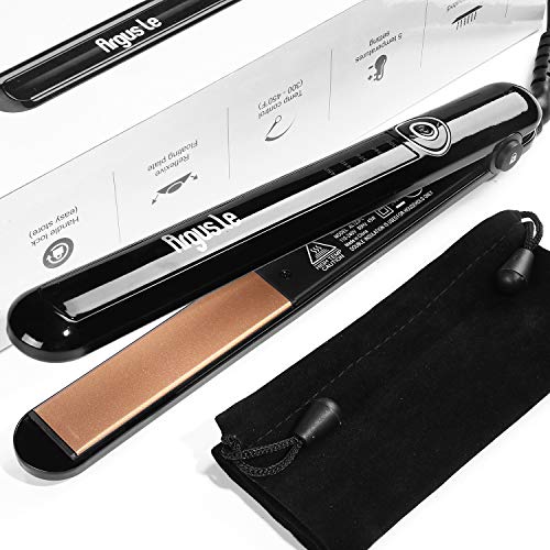 Argus Le 1 Inch Professional Ceramic Ionic Flat Iron Hair Straightener with LED Display, Instant Heat Up Salon Tool for All Hair Styles, Dual Voltage for Worldwide Travel