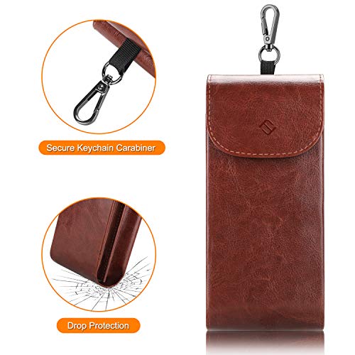Fintie Double Glasses Case With Carabiner Hook, Portable Vegan Leather Eyeglass Case Anti-Scratch Sunglasses Pouch #TOP4