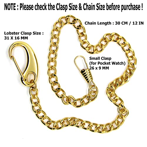 Watchvshop Pocket Watch Chain Albert Chain Gold Tone Fine Polish Vest Chain With Large Lobster Claw Clasp Fc12A #TOP1
