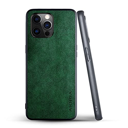 Coque cuir iPhone 14 Pro vert résistant aux chutes et rayures - 7