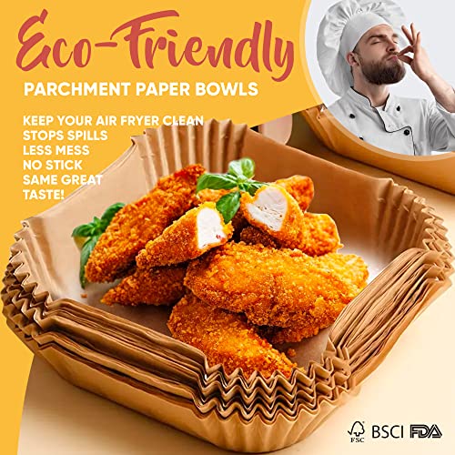 Air Fryer Liners - 100Pcs Non-Stick Disposable Paper Liners - Square Parchment Paper For 2-4 Qt Air Fryers - Essential Air Fryer Accessories, Fits 2-4 Inch Airfryer #TOP22