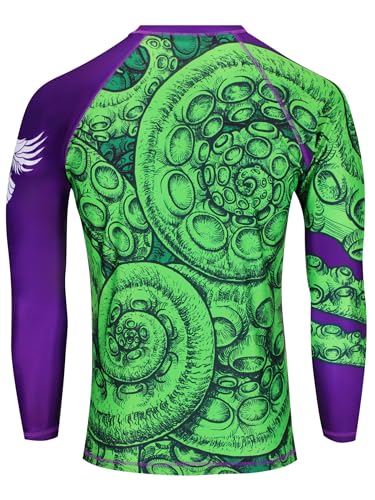 Raven Fightwear Men's Kraken Octopus BJJ Rash Guard MMA Purple/Green2