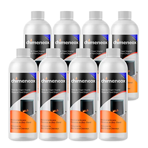 Caja 8 Botellas de 1 litro Bioetanol 96% Origen Vegetal para chim...