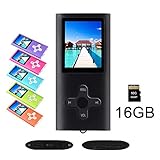 RHDTShop MP3 MP4 Player with a 16 GB Micro SD Card, Support UP to 64GB TF Card, Rechargeable Battery, Portable Digital Music Player/Video/E-Book Reader, Ultra Slim 1.7