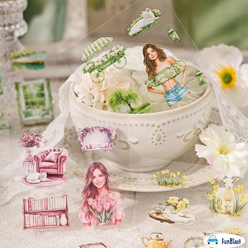 Image of FunBlast Self Adhesive 640Pcs /100 Sheets, Flowers Bloom in All Seasons Stickers, Retro Decorative Sticker's for Scrapbook, Japanese Style Sticker's for Project, Journals, Scrapbooking (Autumn)