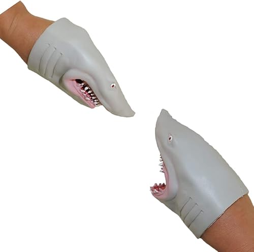 Miniatura 3 de NOVELTY GIANT WWW.NOVELTYGIANT.COM Juego de 2 marionetas de mano de tiburón megalodón blanco de silicona