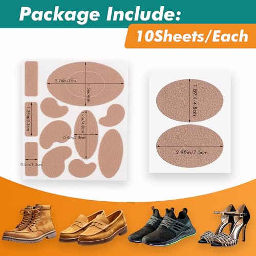 Image of Moleskin for Blisters, Adhesive Moleskin Padding, Multi-Shaped Moleskin Pads for Shoes, Toes, Heel | Blister Prevention and Reduce Friction - 20 Sheets (130 Pieces Total)