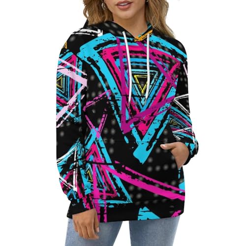 Sweatshirt pull UMENG au motif triangle de couleurs géométrique unique - 5