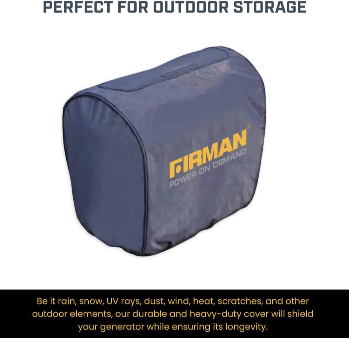 FIRMAN 1008 Small Size Portable Generator Cover for 1500 to 2200W Inverter Generators, Waterproof and Weatherproof Protective Tarp, Heavy Duty, UV Resistant, Dustproof, All-Season Storage Cover