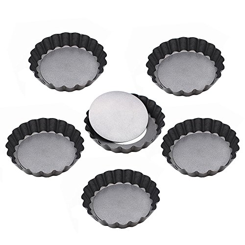 Kaptin 3.9 Inch Removable Bottom Quiche Pans, Non Stick Mini Tart Pans, Set