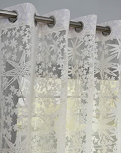 Transparent Curtains 7 Feet Long Set of 1 Pcs | Cream Sheer Door Curtains for Living Room, Bedroom | Lightweight 7 Feet Long Drapes for Home Decoration
