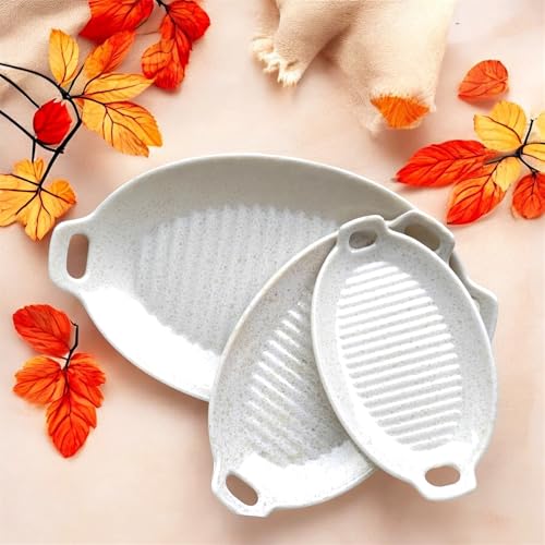 Image of Serving Platter | Melamine Snack Platter | Multi-Purpose Kitchen Serving Platter | Versatile Chip and Dip Tray for Snacks, Starters & Desserts | Lightweight & Dishwasher Safe | Set of 3 (IVORY)
