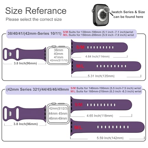 Image of Sport Bands Compatible with Apple Watch Band Women Men 40mm 38mm 41mm 42mm 44mm 45mm 46mm 49mm ,Soft Wristband Waterproof Replacement Strap for iWatch Bands Series 11 10 9 8 7 6 5 4 3 2 1 SE Ultra Purple