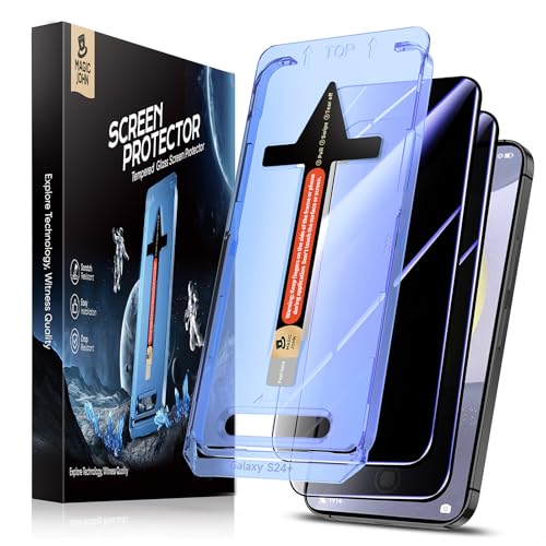 MAGIC JOHN 2 Pack for Samsung Galaxy S24 Plus/ S24+ Privacy Glass Screen Protector 6.7 inch Anti-spy Tempered Glass Film Auto Dust-Elimination Installation Bubble Free Case Friendly Anti-Scratch
