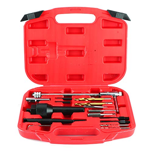 Qiilu Plug Repair Tool Extractor Kit Plug Removal Remover Tool Kit 16pcs Damaged 8mm/0.3in 10mm/0.4in Plug Remover Tool Set