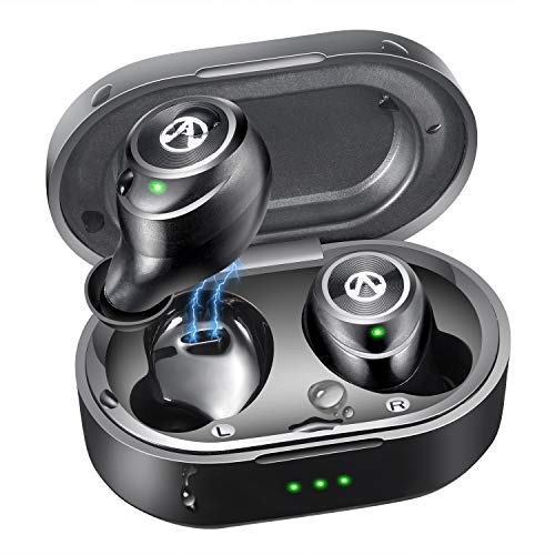 GTF Wireless Earbuds, True Bluetooth Headphones,Hi-Fi Stereo Sound, Bluetooth 5.0, Longer Battery time, Noise Cancelling, One-Step Pairing, Built-in Mic and Magnetic Inductive Chanrging