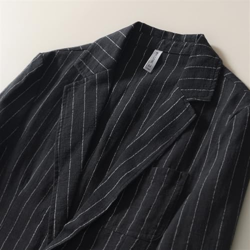 Men's Blazer Linen Striped Suit Jacket Loose Lightweight Sport Coats Stylish Daily Suits3