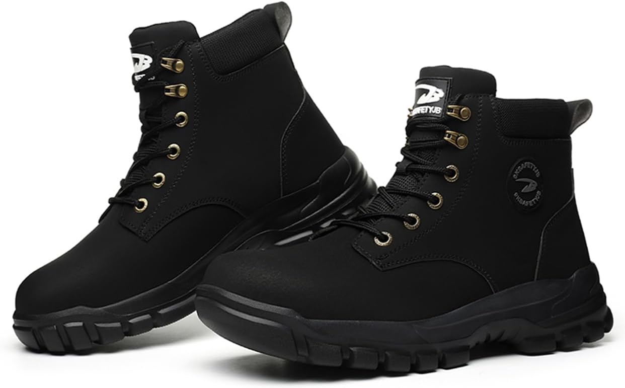 Men's Fashion Classic Work Safety Boots, Indestructible Steel Toe Waterproof Non-Slip More Warm Men's Work Shoes - Image 6