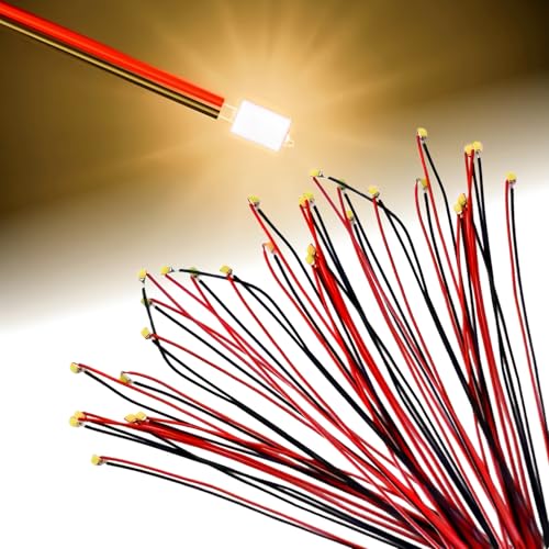 Lot de 30 Micro LED SMD 0805 Pré-Câblées 3V Mini LED pour Modélisme & Éclairage Maquette, Micro LED avec Fil 16 cm, LED SMD Pré-Soudées pour DIY, Modèles Réduits, RC & Décoration