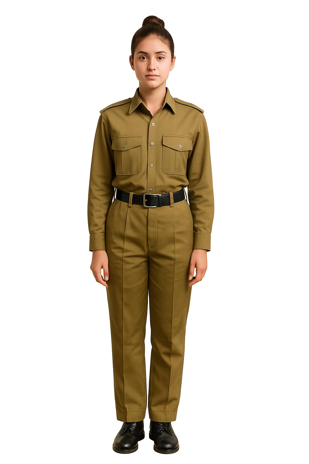 Ncc Khaki Uniform Set, Professional Grade Cotton Shirt and Pants with Utility Pockets, Belt Loops, Size XS(26) -XXL(36)-image-3