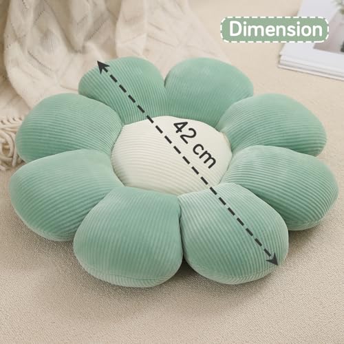 Image of HOKIPO Floral Decorative Throw Pillow for Bed Couch Sofa Plush Aesthetic Cushion for Home Decor Props - 42 cm, Fern Green (AR-6234-GRN)